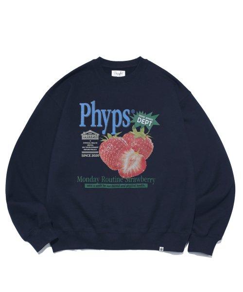 PHYPS® STRAWBERRY MARKET CREWNECK NAVY