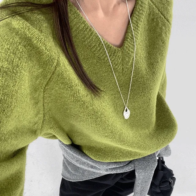 [5 color] 에바 래글런 브이넥 니트