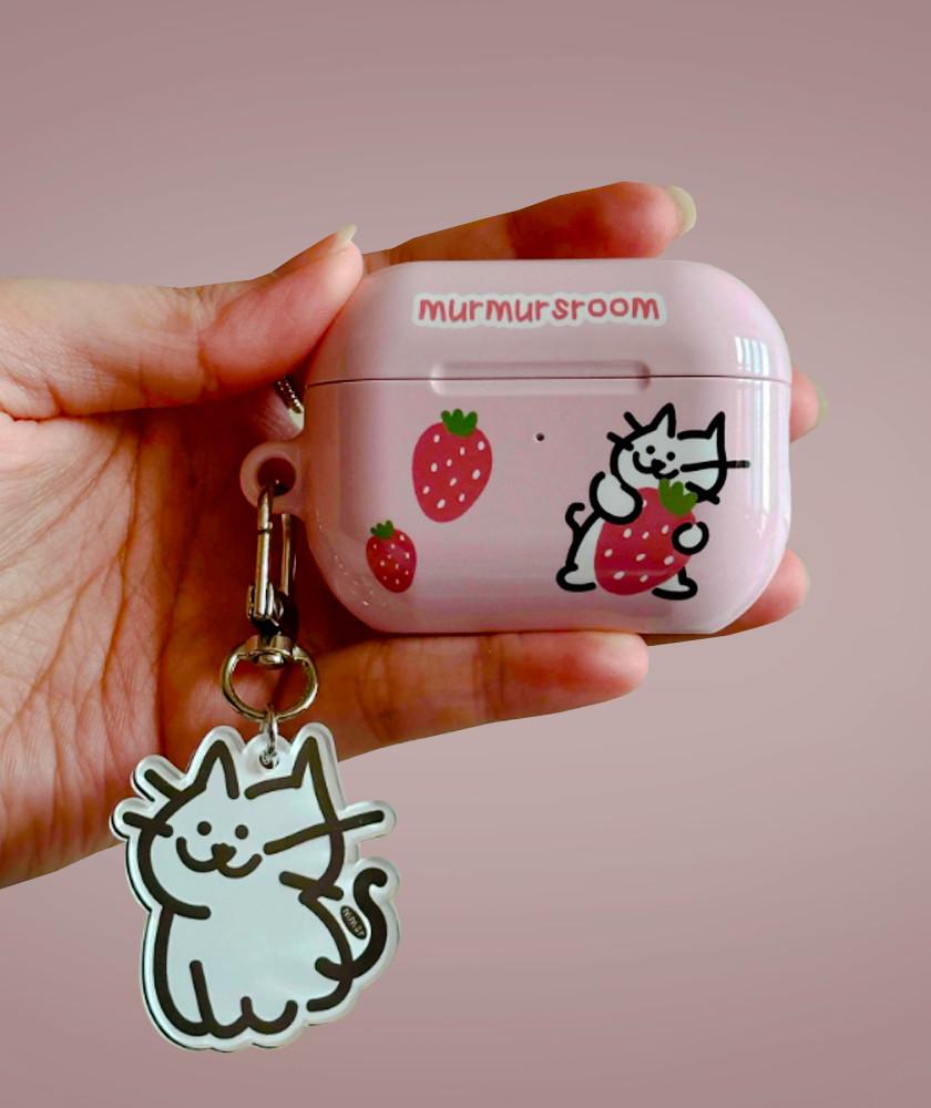 [머머스룸] strawberry cat airpods case (에어팟3/프로1/프로2) 전용 케이스