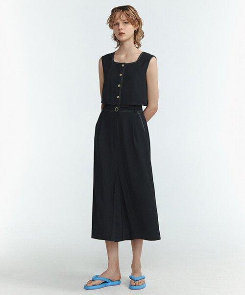 스티치 라인 벨티드 원피스 JWOPNE0200