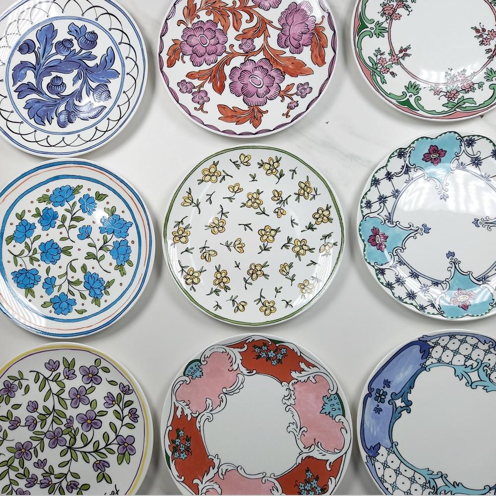 트위그뉴욕 꽃무늬 접시 국산 도자기 플레이트 플레이팅 디저트 접시 8인치