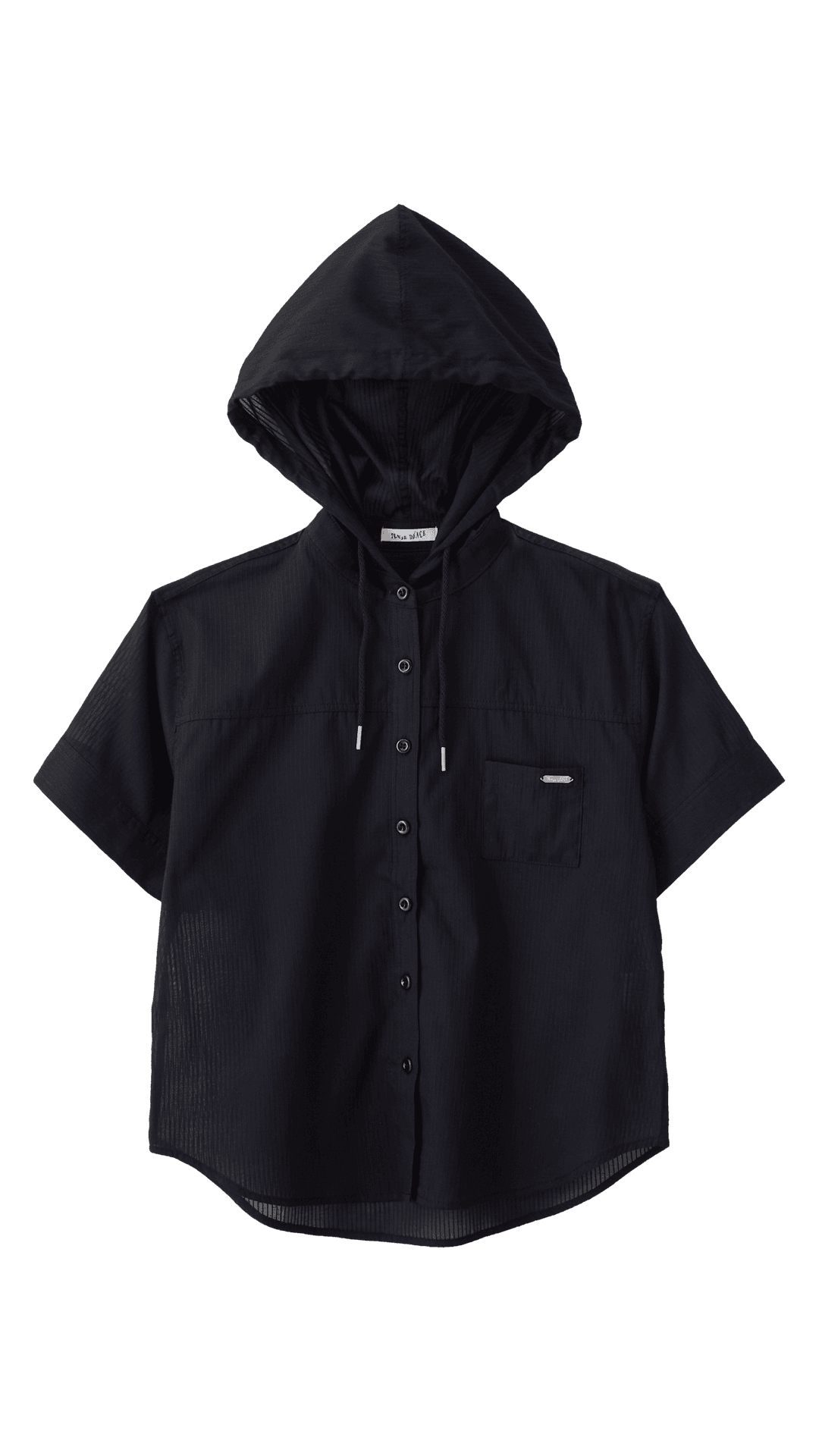 See-through hooded shirt_black