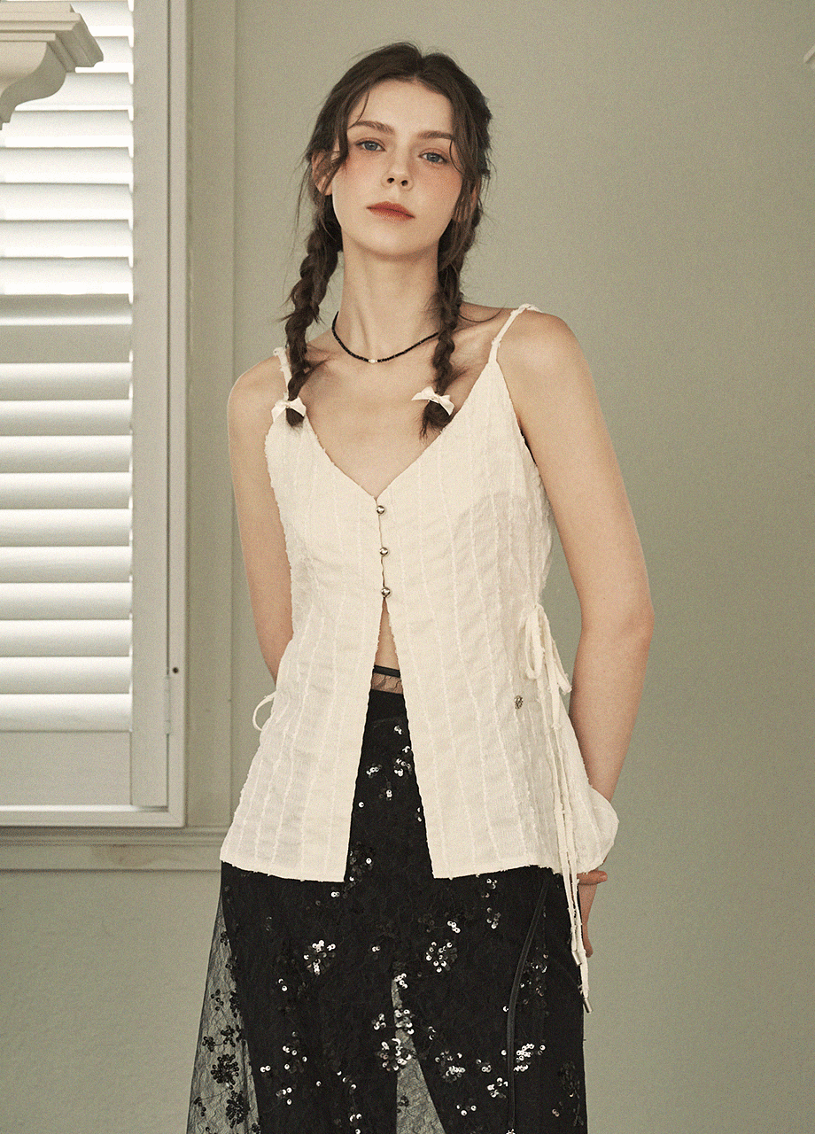 미케네 [44-120] Blob V-neck Slit Bustier 블랍 브이넥 슬릿 뷔스티에 (여름/데이트룩/여행룩/출근룩/데일리룩/레이어드/러블리/뷔스티에/슬림핏/스트라이프/유니크/빅사이즈/자체제작)