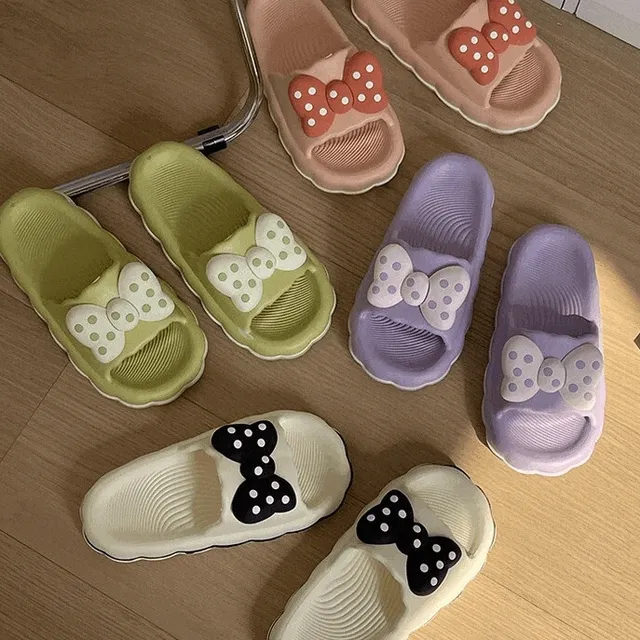 [NEW/신상할인] 도리미 땡떙이 왕리본 구름 슬리퍼  학교 사무실 욕실 거실 층간소음방지 발편한 실내화 미끄럼방지 마카롱 키높이