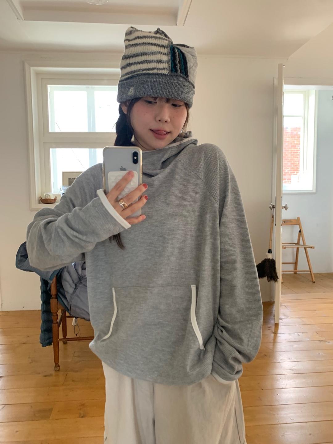 Waffle finger hole HOOD - Unisex