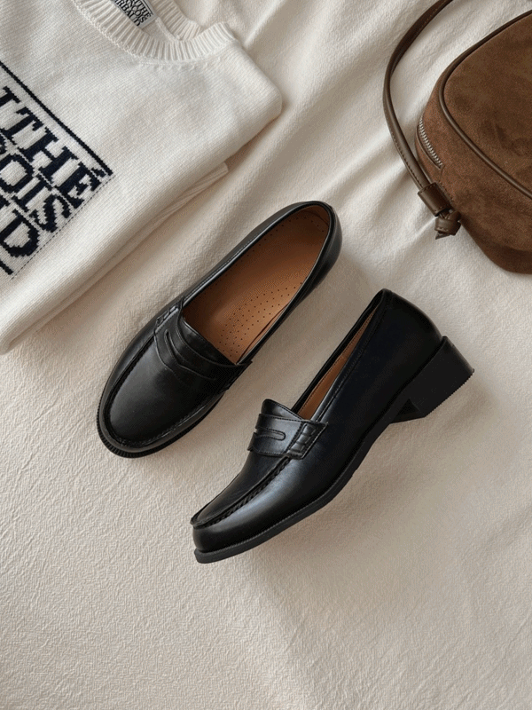 천연소가죽 스웨이드 고퀄 체스카 쿠션 통굽 클래식 페니 로퍼 구두