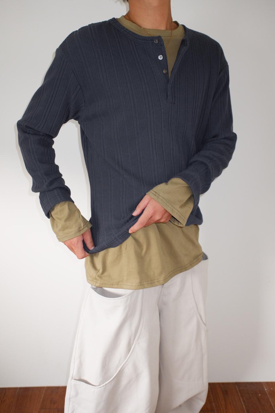 ribbed button henley top