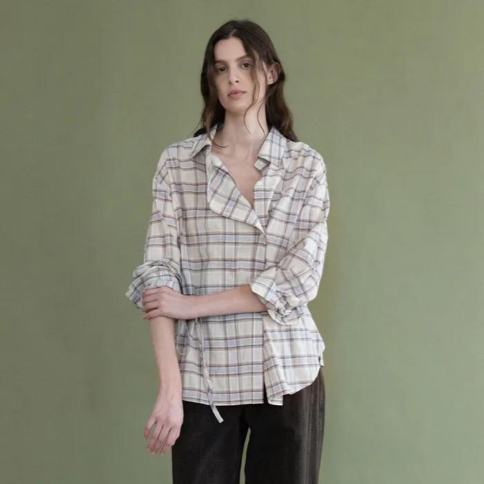 Asymetric Double Placket Check Shirt SW5AB326-98