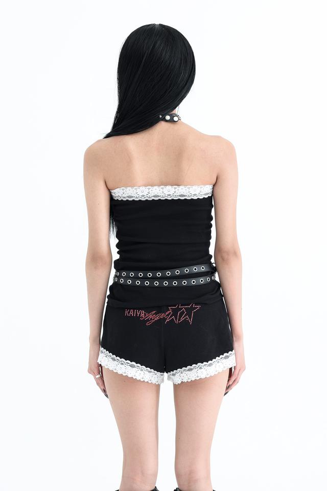 crystal logo short pants - black