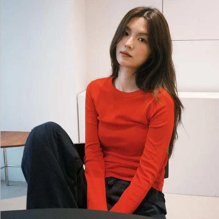 코튼 라운드 긴팔 티셔츠(Trend)_4COLORS