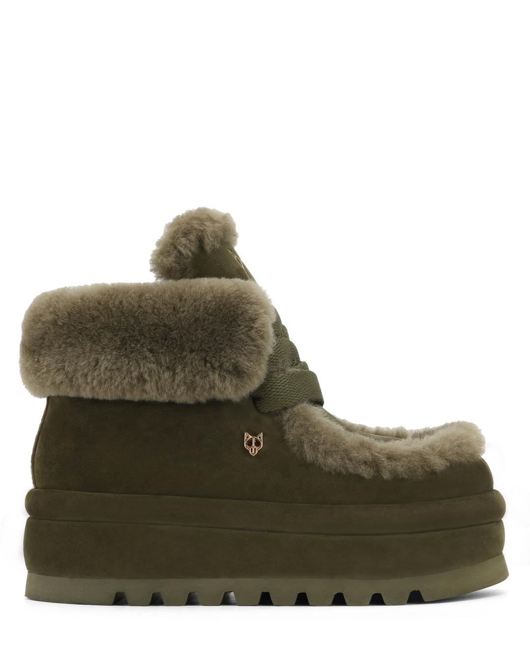 Bambi Dark Olive Suede/Shearling - 36 EU