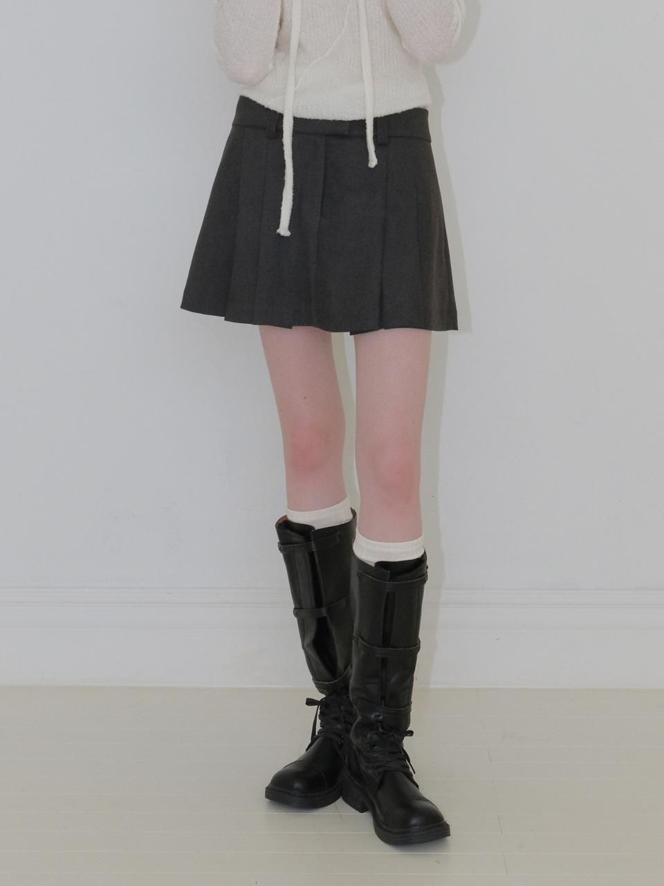 Winter Pleated Mini Skirt, Charcoal