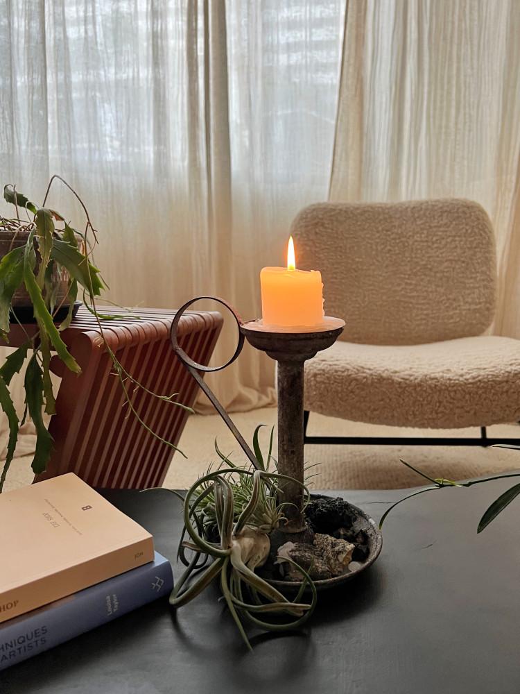 무타 캔들홀더 빈티지촛대 인테리어 필라 캔들 받침 손잡이 트레이 홀더 - 밤의 아틀리에