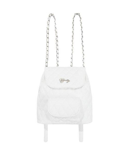 C METAL LOGO QUILTING MINI BACKPACK 2_WHITE
