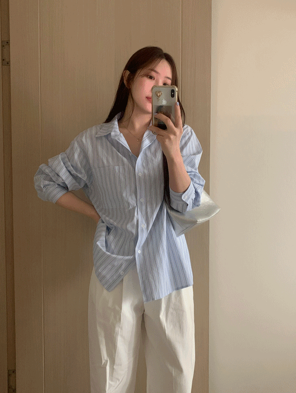 무드인슬로우 [무료배송/moi,et/간절기] Lettre' 스트라이프 셔츠