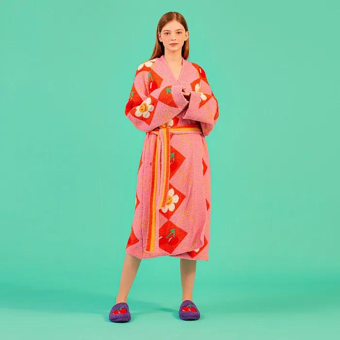 라운지 로브 - Smile Cherry Argyle