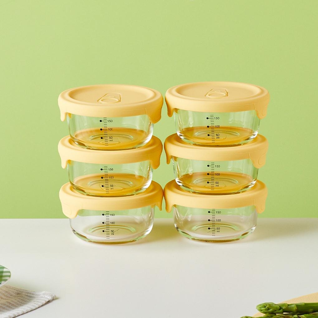 내열유리 실리콘 스팀홀 이유식용기 220ML 6P세트_KC0523012