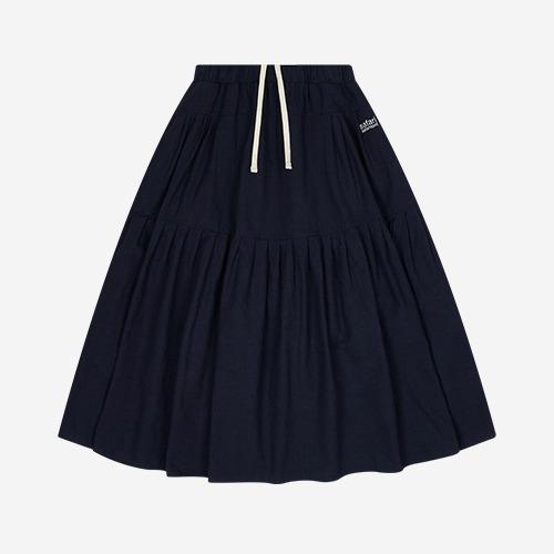 BASIC SAFARI RUFFLE MAXI SKIRT (NAVY)