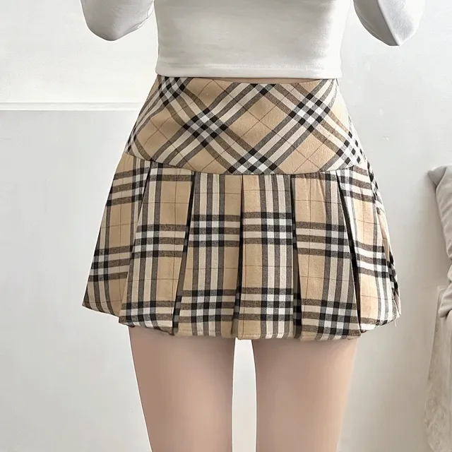 [S-L사이즈/속바지O] 버리 체크 플리츠 주름 미니스커트 2color