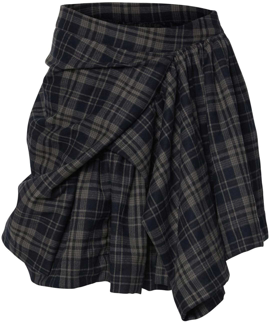 Asymmetrical Draped Layered Skirt (FL-252_Checkered)