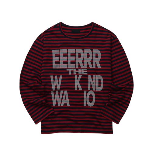 Weekend warrior typography printing stripe long sleeve (Red)