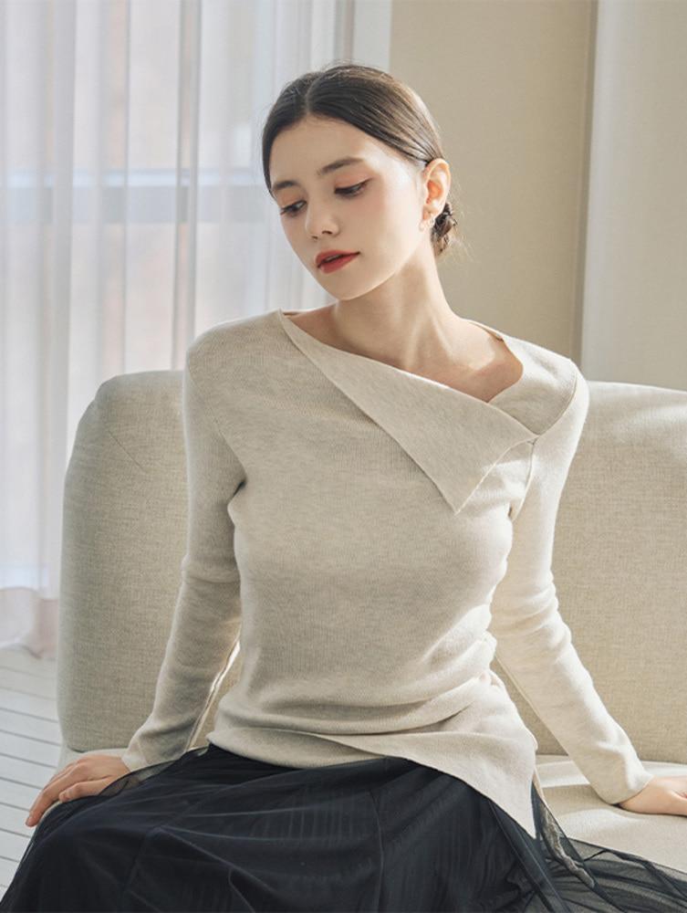 [STYLE SOUP] 언밸런스 셔링 포인트 니트(SB2LKJ1)