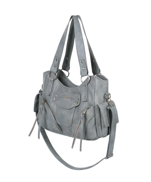 Studded Leather Shoulder Bag (Sky Blue)