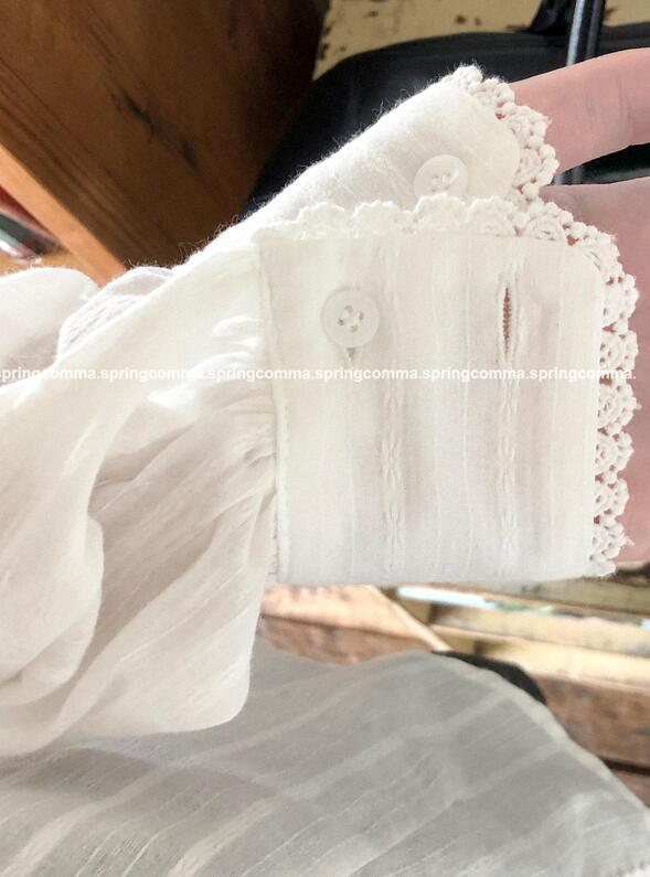 스프링콤마 [하객룩/당일/MADE/국내] 지젤 카라레이스블라우스 (단독주문만 당일 출고 가능!)