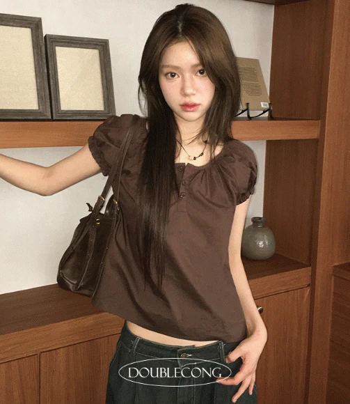 [md픽/여름셔츠]모카무스 반팔 단추 블라우스