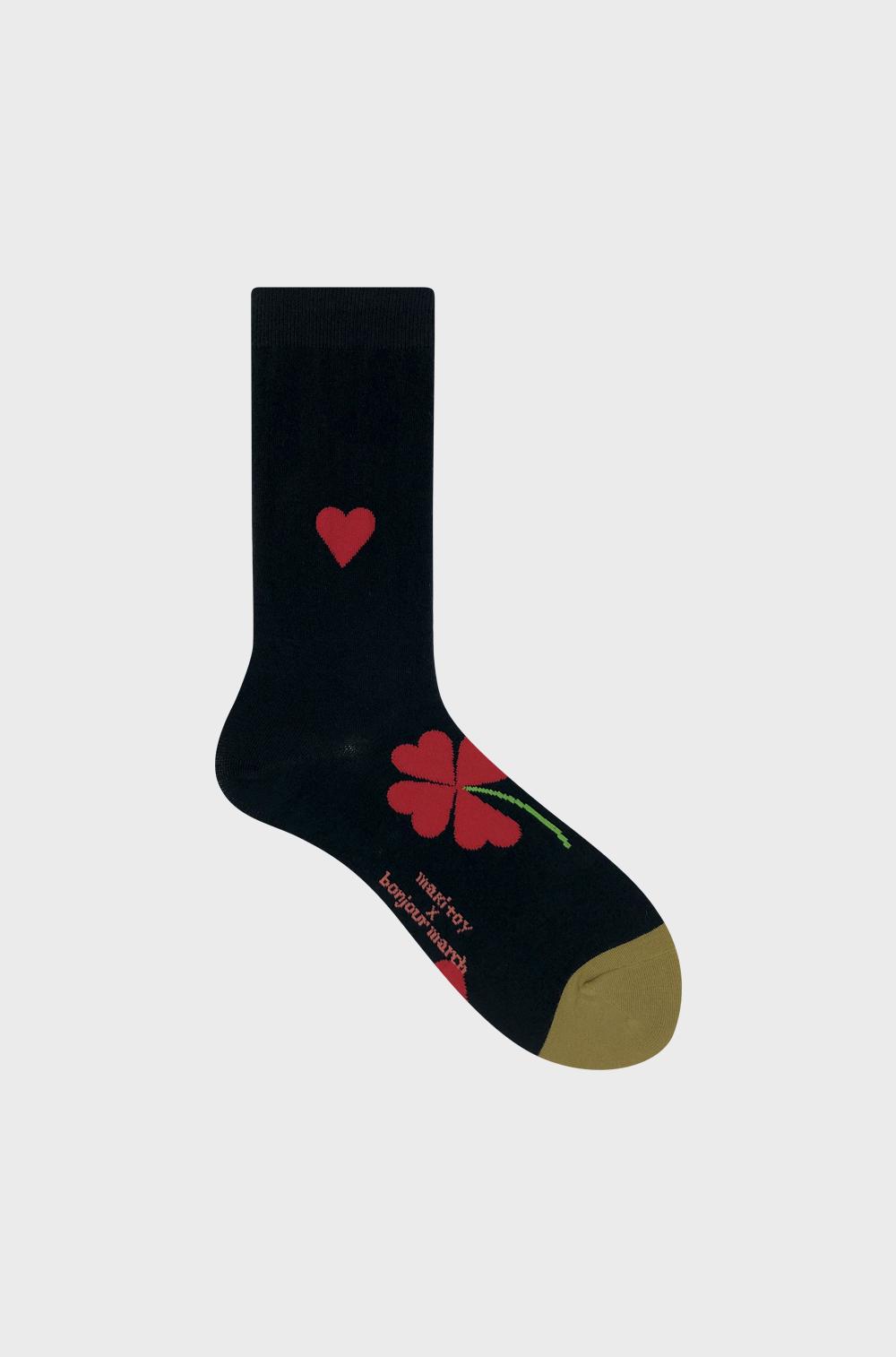 Love heart clover socks