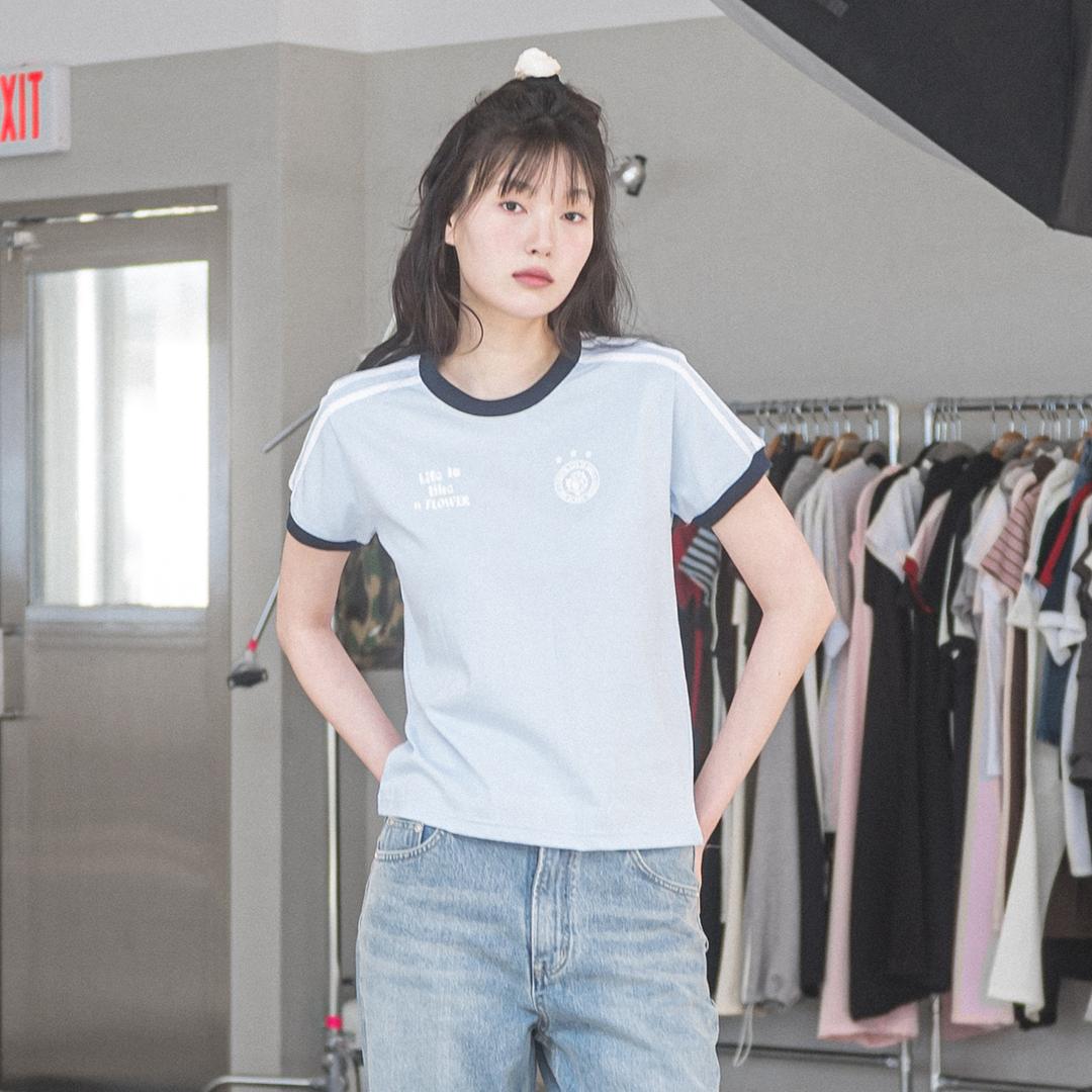 COLOR BLOCK W LLF S/S TEE(SKY BLUE)