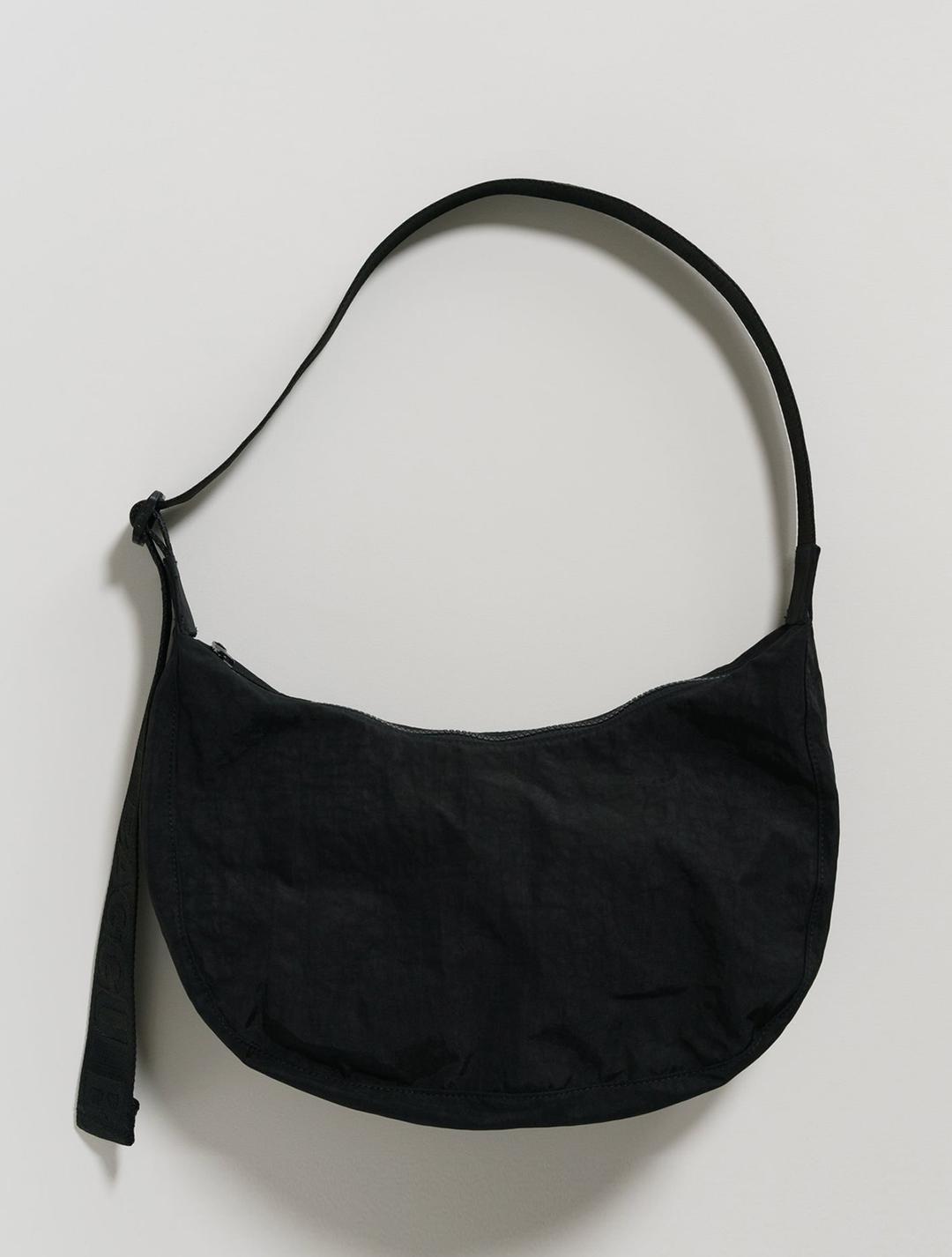 Medium Nylon Crescent Bag - Black