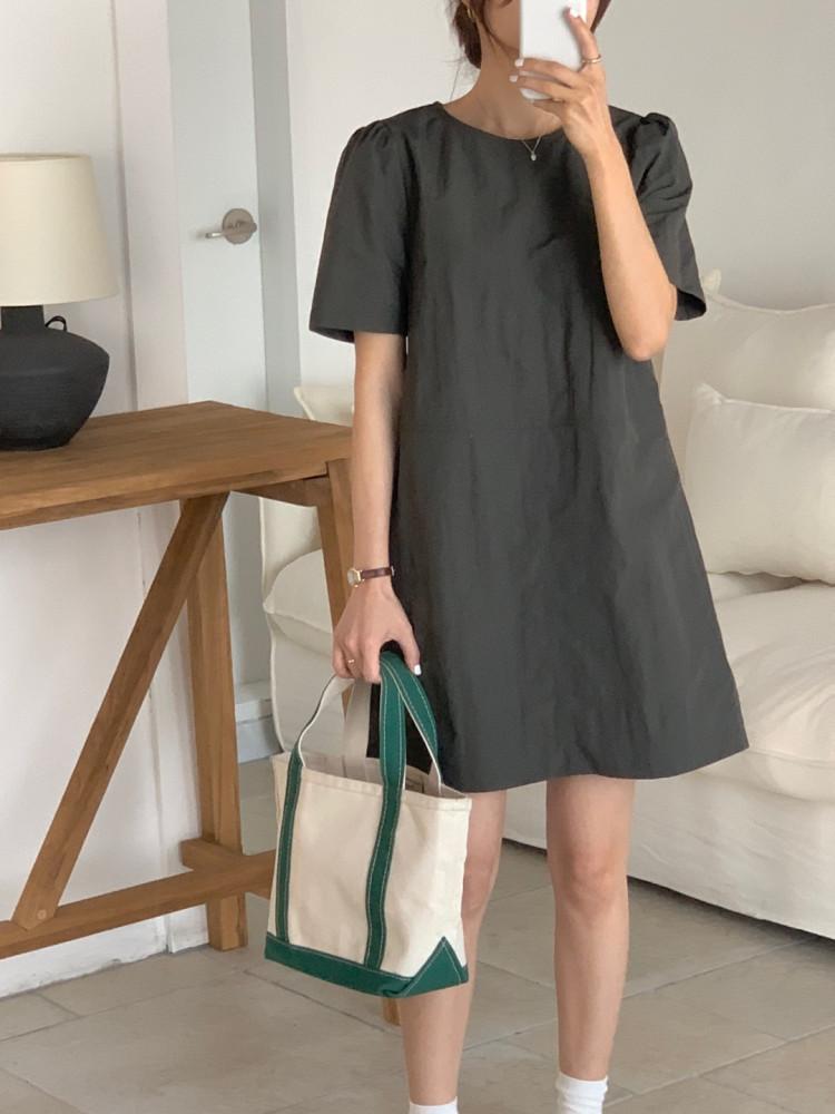 리브 여름 아노락 바스락 반팔 미니 원피스 3Col