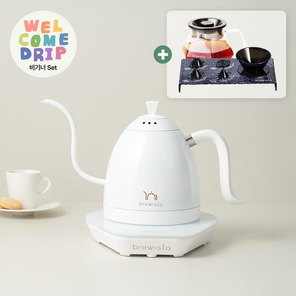 브뤼스타 핸드드립 비기너세트 - 올화이트 / 전기드립포트 + 매직드리퍼 + X서버 400ml