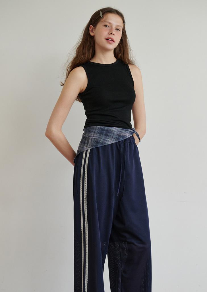 Mesh Lace Track Pants [Navy]