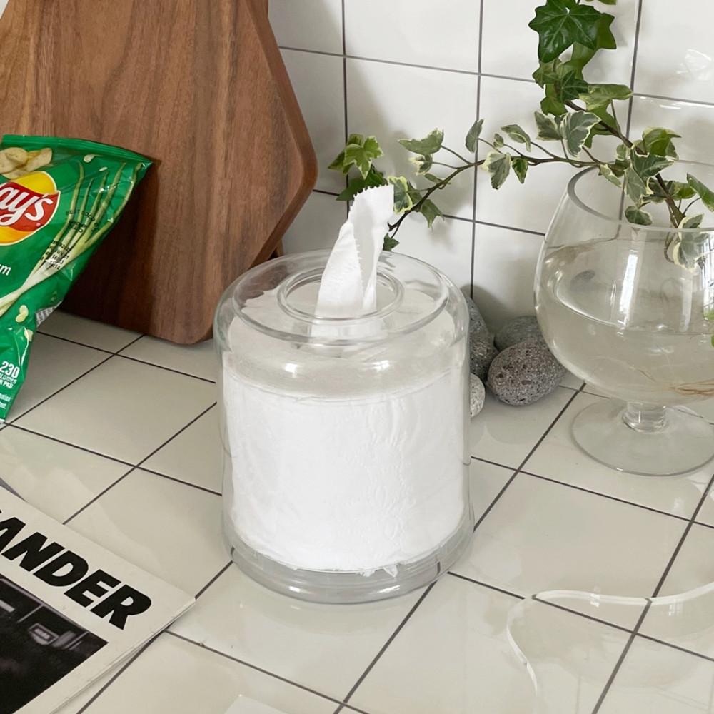 (선물포장) 투명 아크릴 두루마리 휴지케이스 1p 인테리어 소품 롤 티슈 화장지케이스