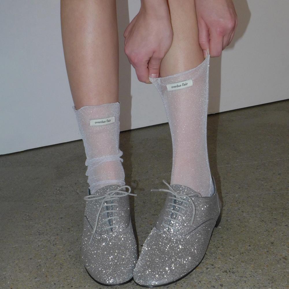 GLITTER MESH SOCKS_SILVER