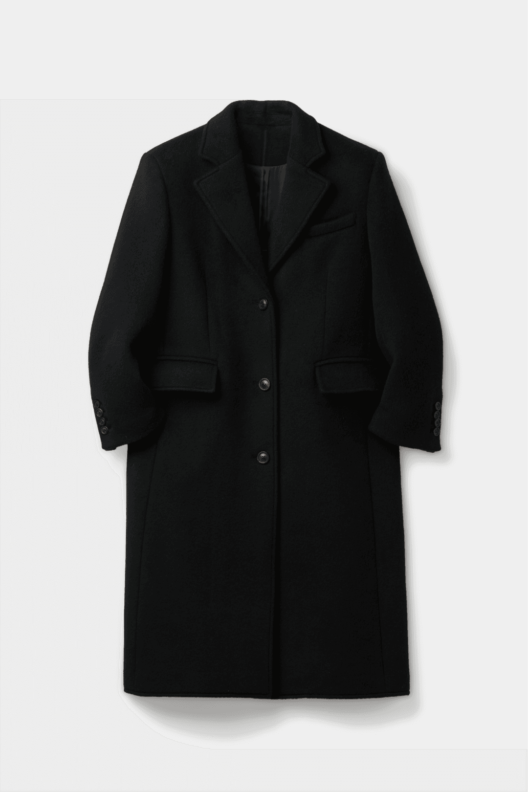 울 캐시미어 블렌드 싱글 코트 (블랙)
