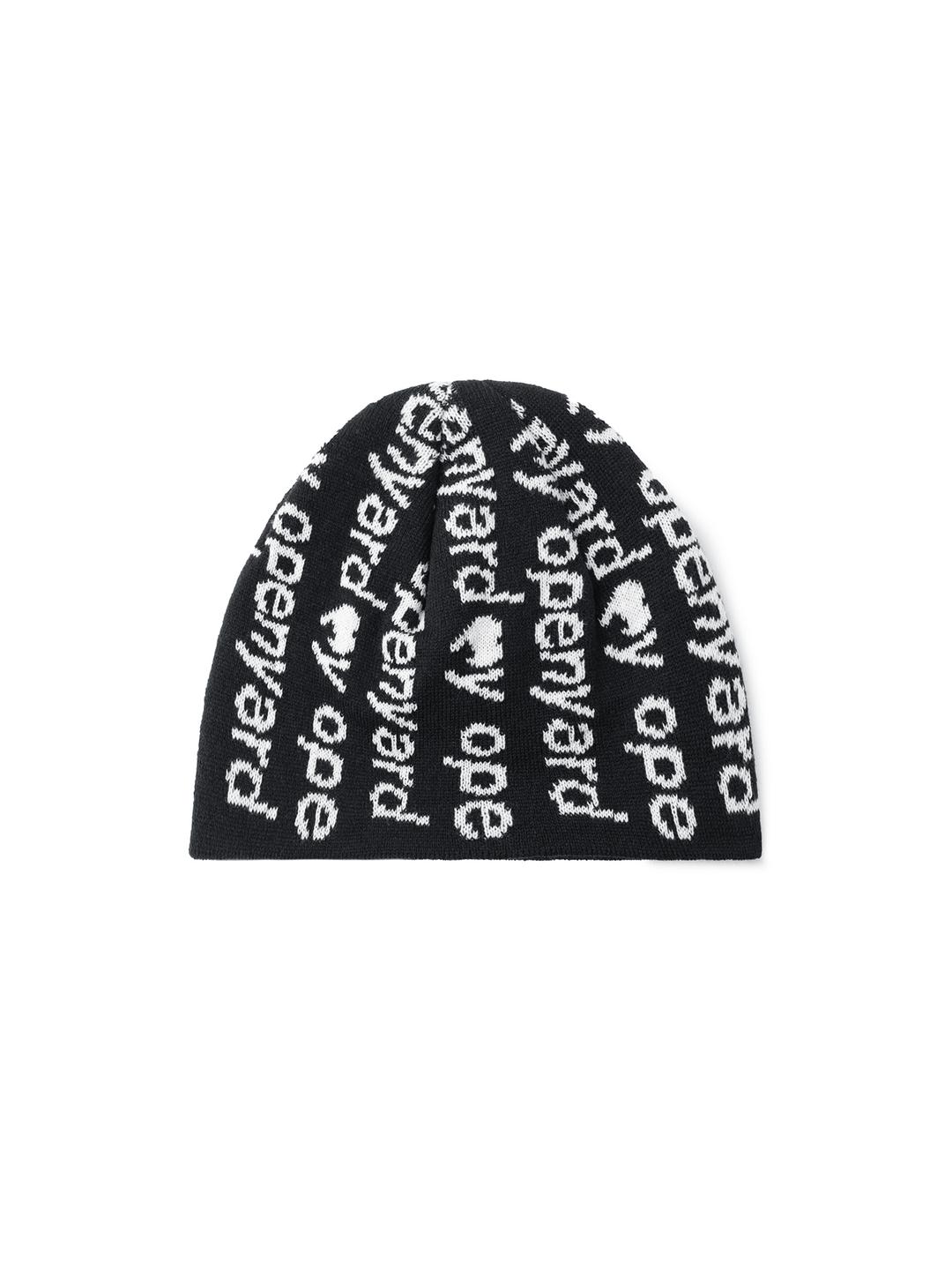 ALL OVER LOGO BEANIE - BLACK
