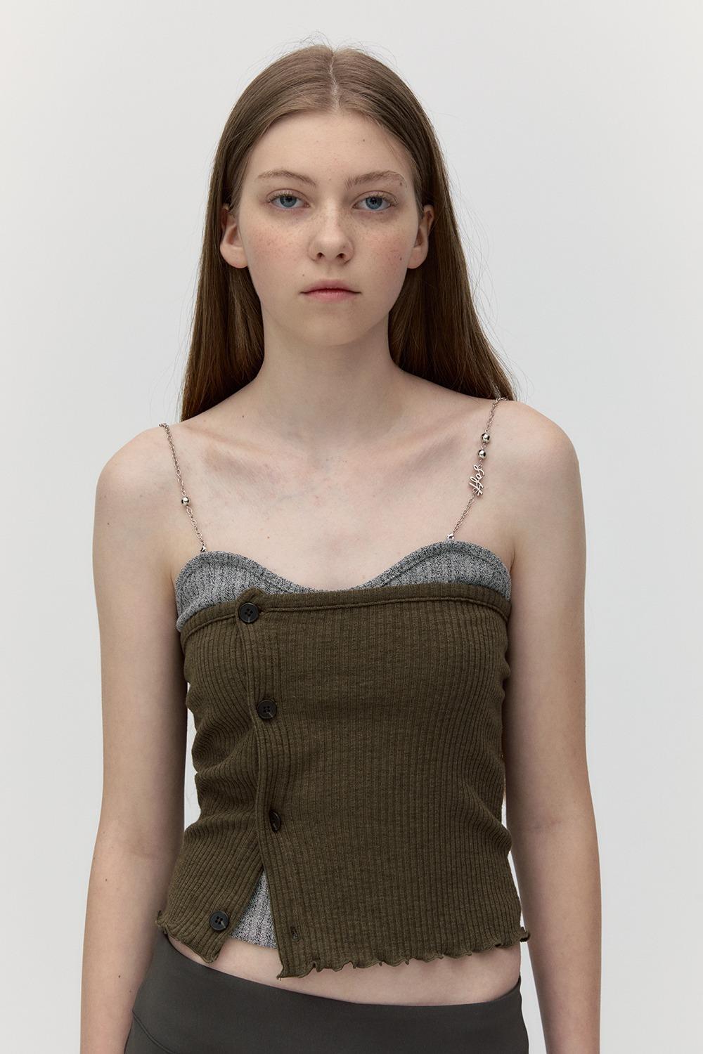 BUTTON LAYERED TUBE TOP [3COLORS]