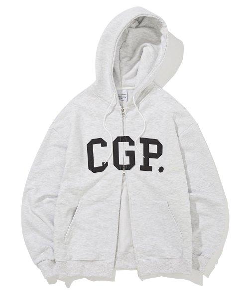 CGP 아치 로고 후드 집업_멜란지그레이
