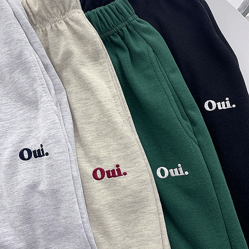 [세트가능] 힙하고 편안한 꾸안꾸 느낌의 오유아이 자수 조거팬츠 (4color)