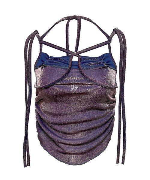 크리스탈 스트랩 탑 - 네이비퍼플