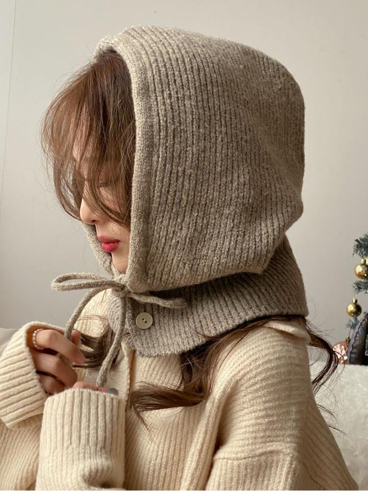 끈단추 바라클라바 넥워머 후드 모자 6color