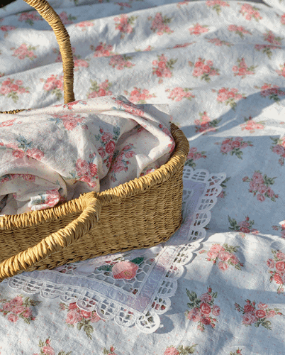 린넨원단 부케 바이오워싱 내추럴 꽃무늬천 (2컬러)