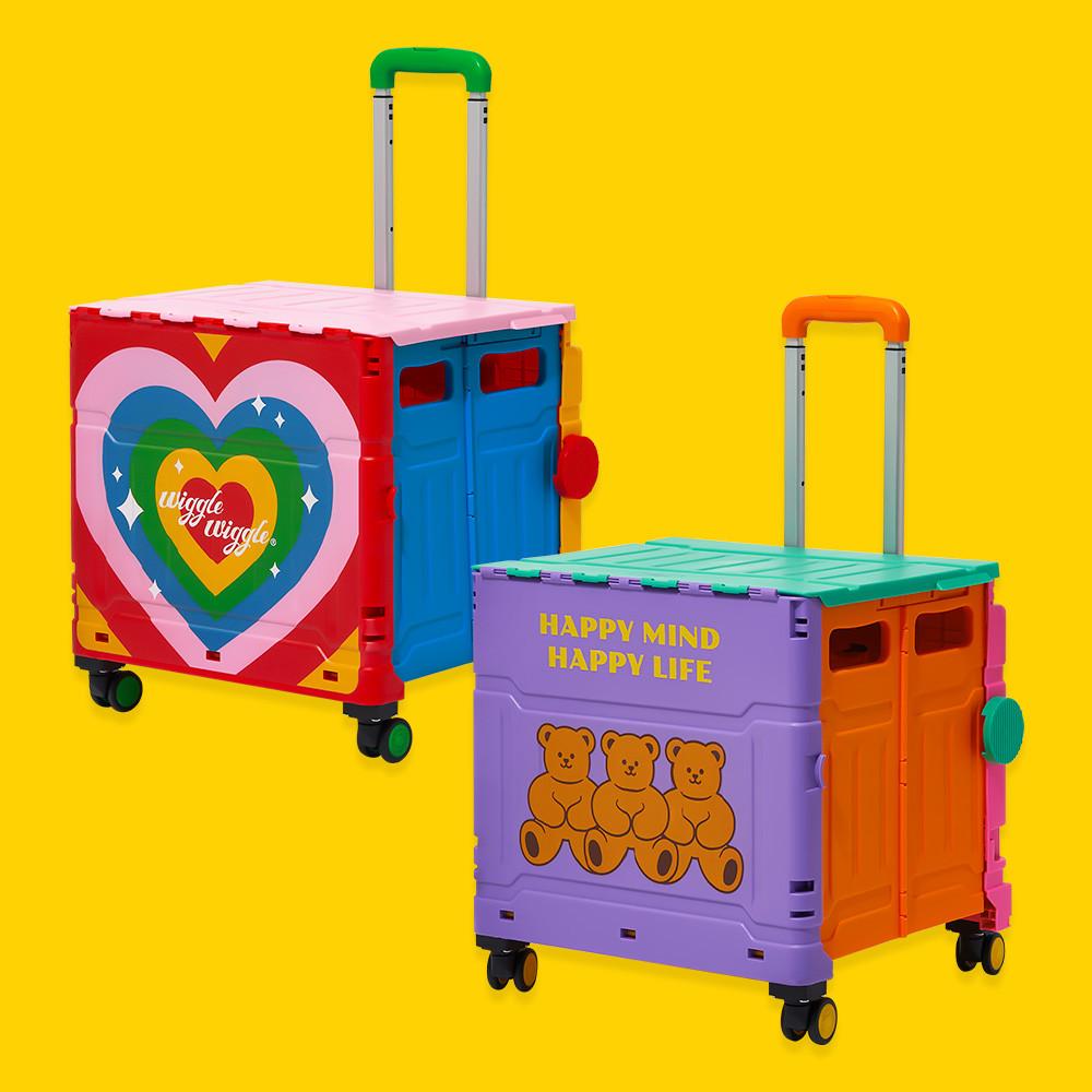 [위글위글] 폴딩 카트 S2 2종, 접이식 쇼핑 카트 4바퀴 53L