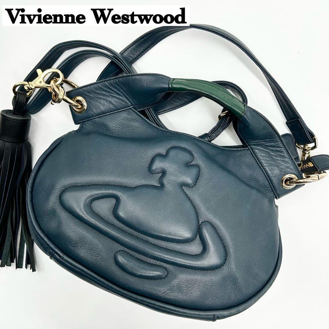 高級✨ヴィヴィアンウエストウッド 2way バッグ オーブ エンボス加工 レザー