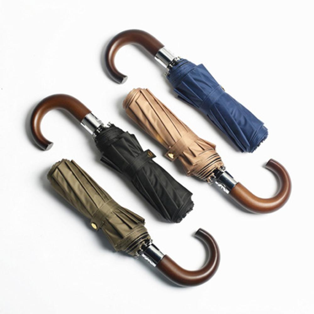 메르시 3단 고급 우드 원터치 전자동 방풍 우산 4컬러 튼튼한 접이식 완전 자동 우산