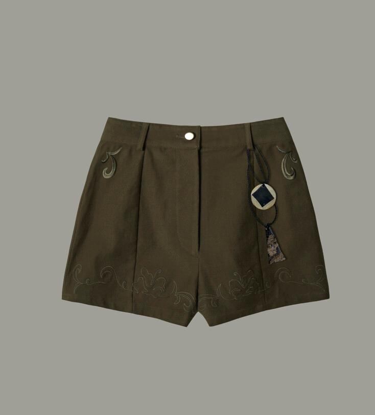 embroidery pants - khaki