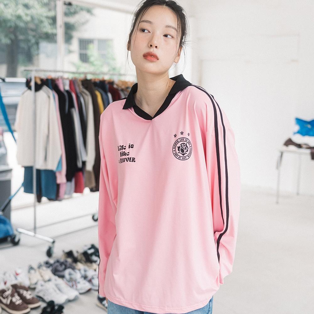 UNIFORM V-NECK JERSEY L/S TEE(PINK)